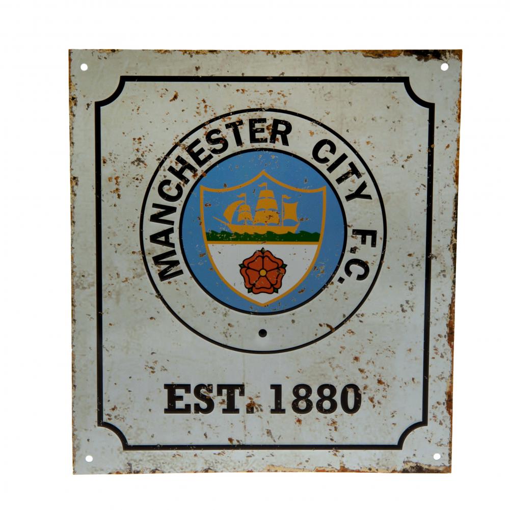Manchester City FC Retro Logo Sign - Buy Metal Signs at GiftMasters.co.uk