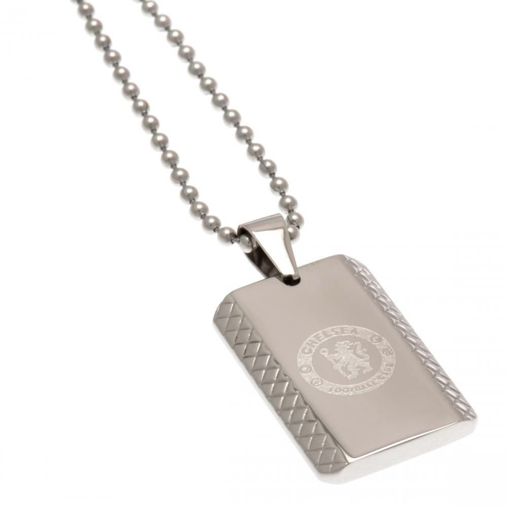 Chelsea FC Patterned Dog Tag & Chain - Buy Stainless Steel at GiftMasters.co.uk