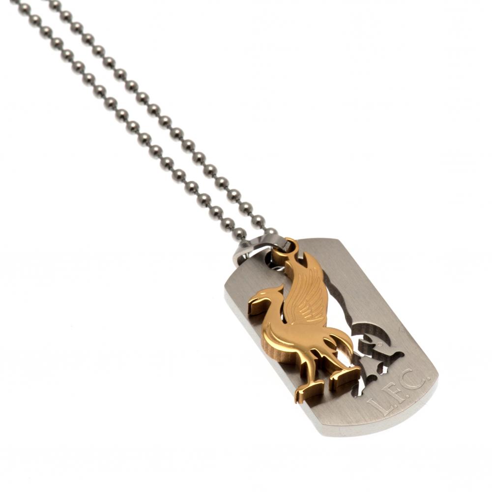 Liverpool FC Bi Colour Cut Out Dog Tag & Chain - Buy Stainless Steel at GiftMasters.co.uk