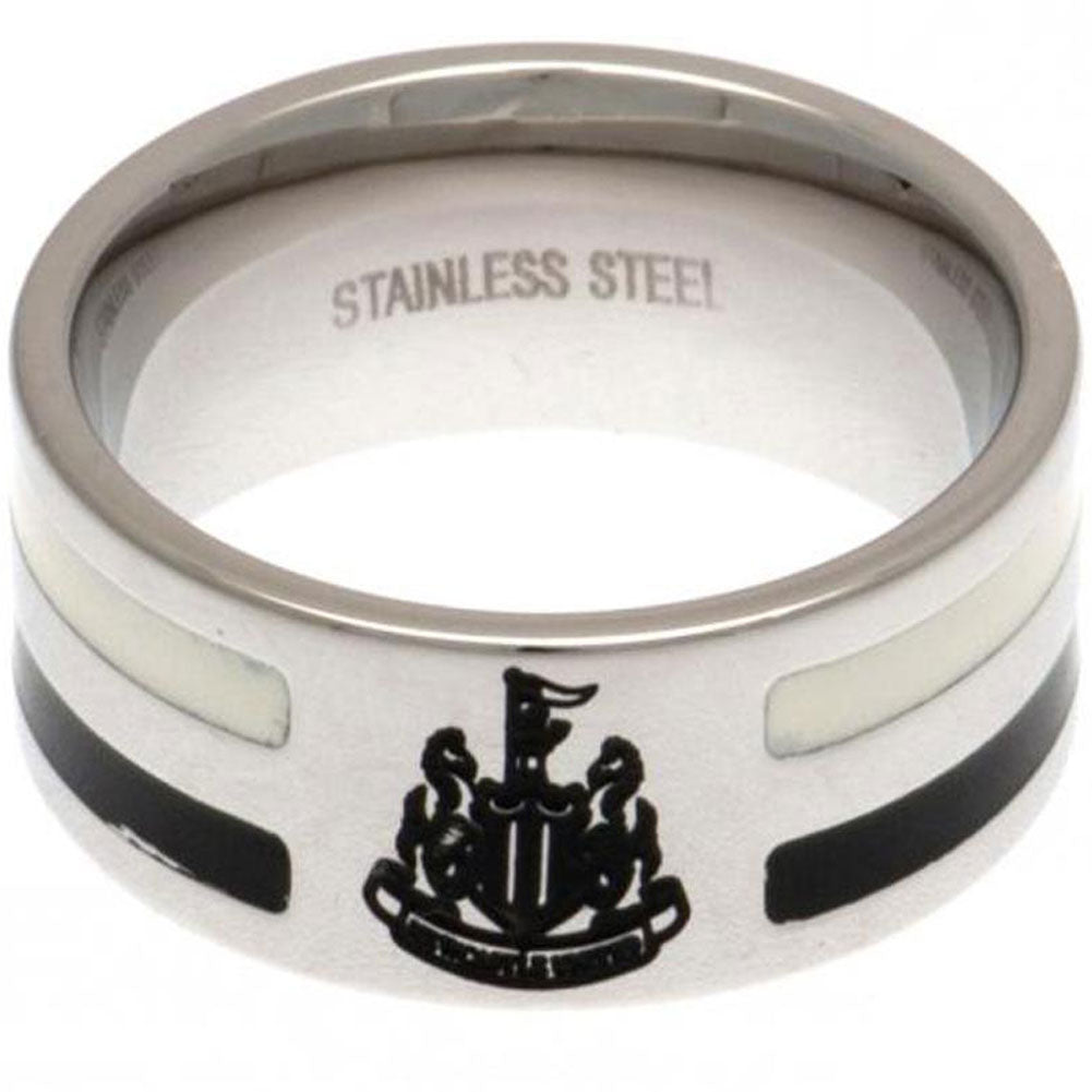 Newcastle United FC Colour Stripe Ring - Buy Stainless Steel at GiftMasters.co.uk