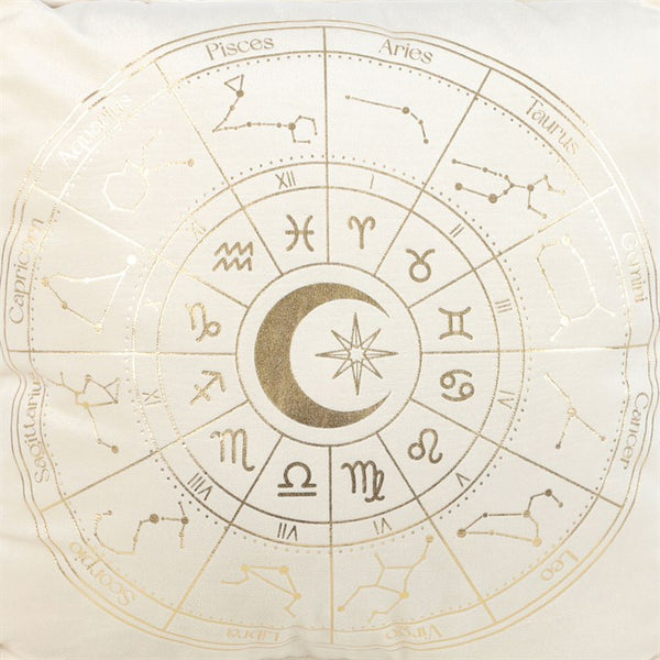 35cm Square Off White Astrology Wheel Cushion - GiftMasters.co.uk