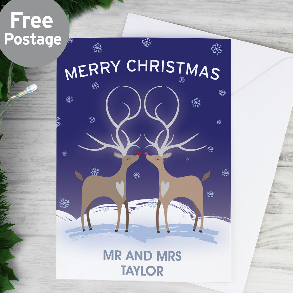 Personalised Reindeer Couple Card - Buy Greetings Cards at GiftMasters.co.uk