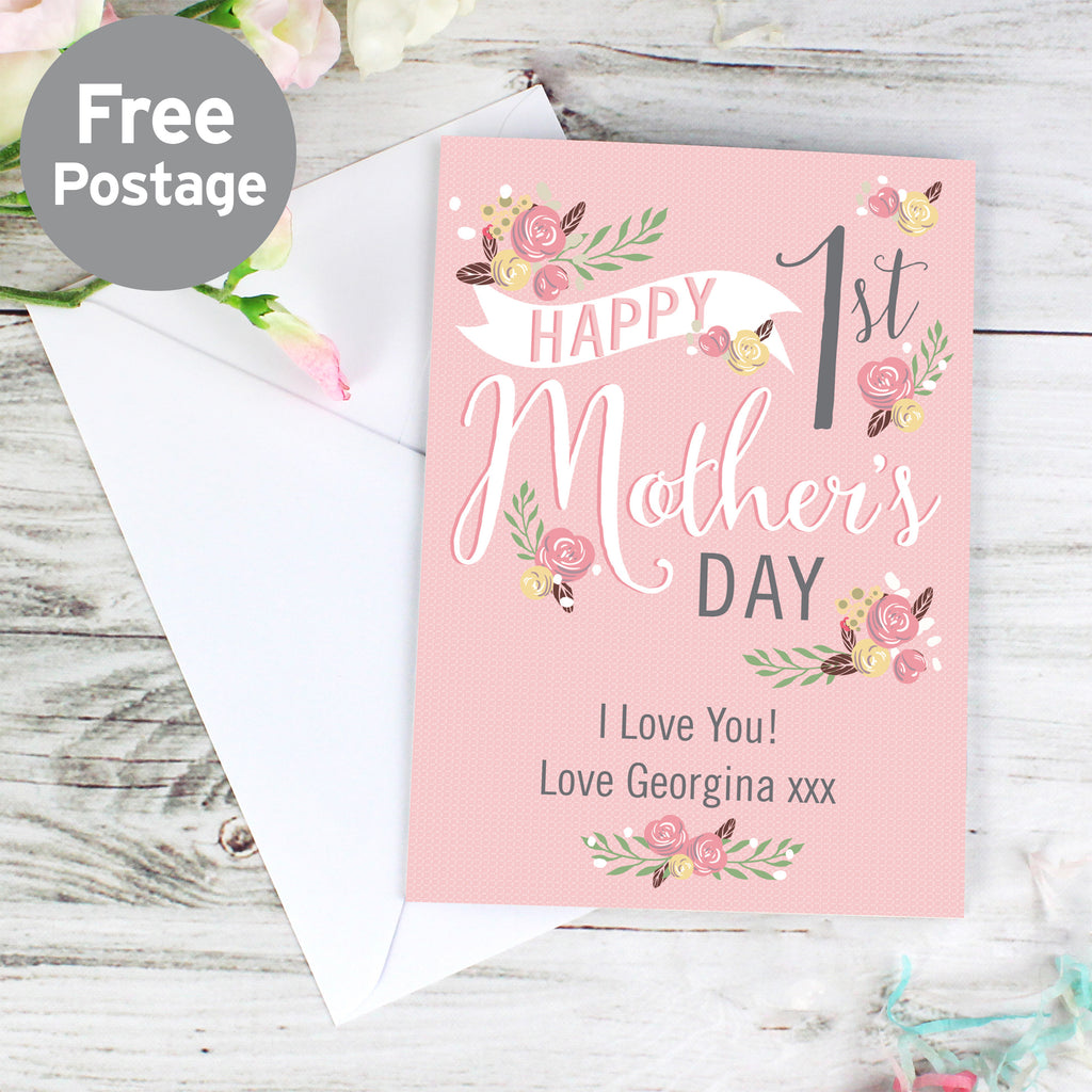 Personalised Floral Bouquet 1st Mother's Day Card - Buy Greetings Cards at GiftMasters.co.uk