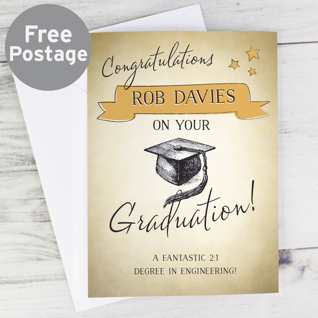 Personalised Gold Star Graduation Card - Buy Greetings Cards at GiftMasters.co.uk