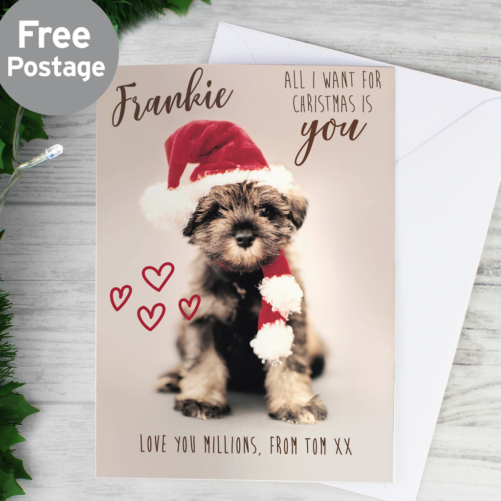 Personalised Rachael Hale 'All I Want For Christmas' Puppy Card - Buy Greetings Cards at GiftMasters.co.uk