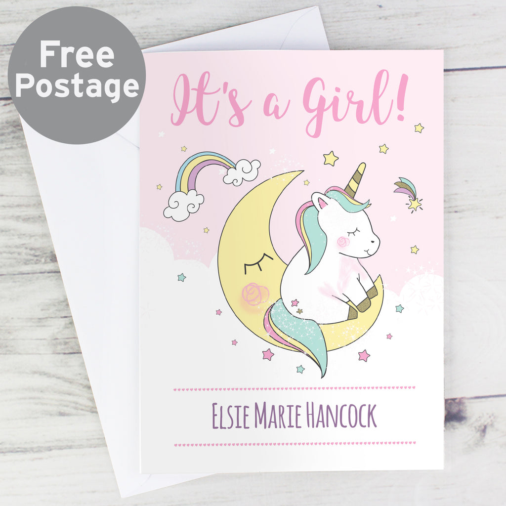 Personalised Baby Unicorn Card - Buy Greetings Cards at GiftMasters.co.uk