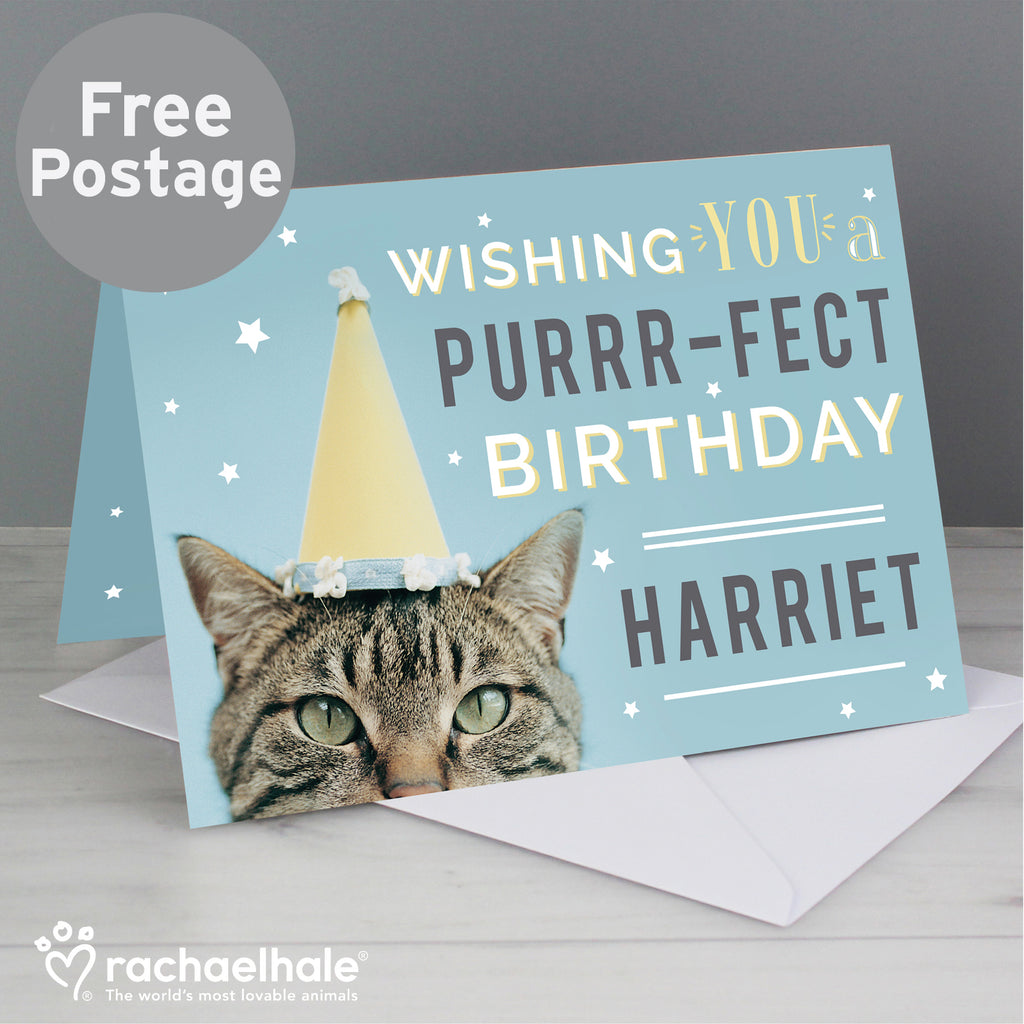 Personalised Rachael Hale Purr-fect Birthday Card - Buy Greetings Cards at GiftMasters.co.uk
