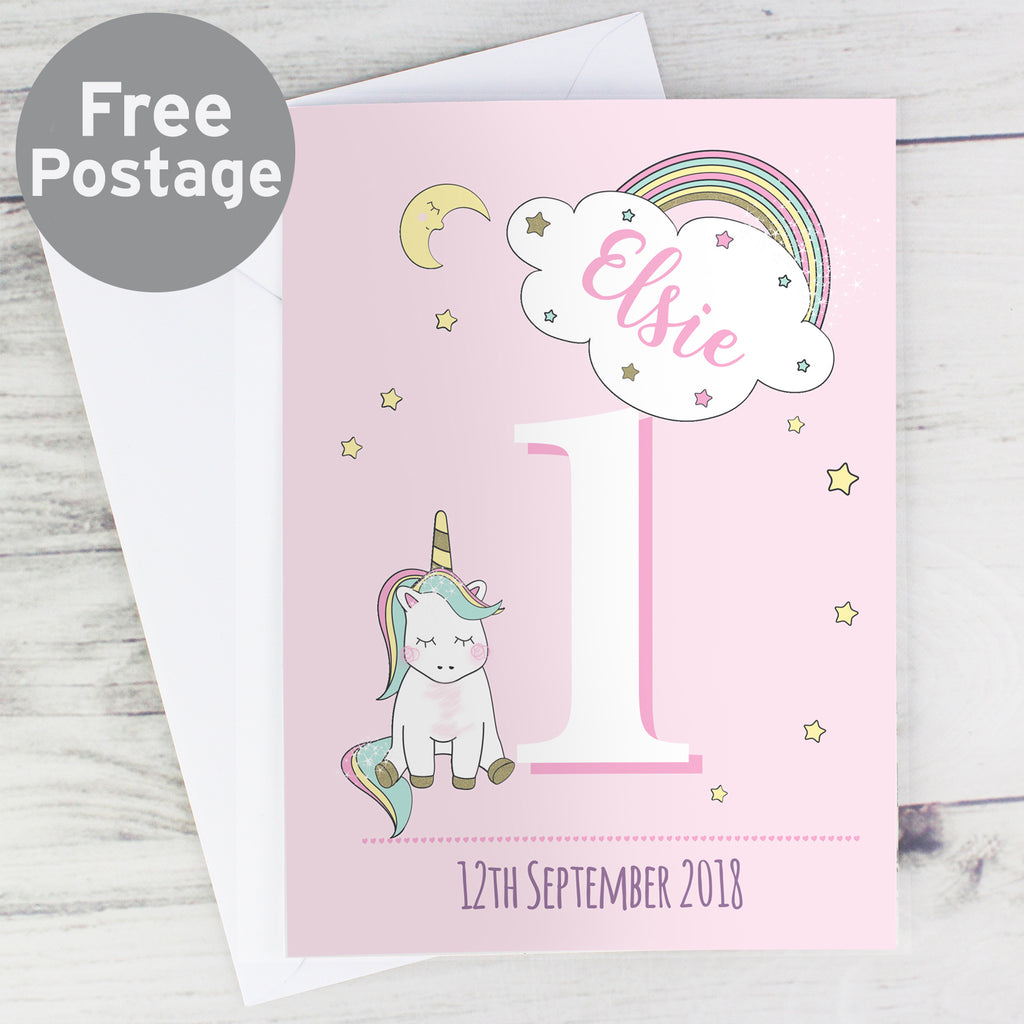 Personalised Baby Unicorn Birthday Age Card - Buy Greetings Cards at GiftMasters.co.uk