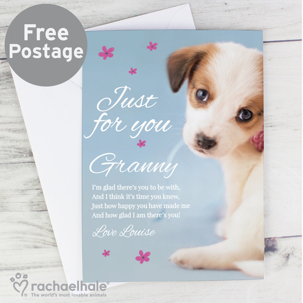 Personalised Rachael Hale 'Just for You' Puppy Card - Buy Greetings Cards at GiftMasters.co.uk
