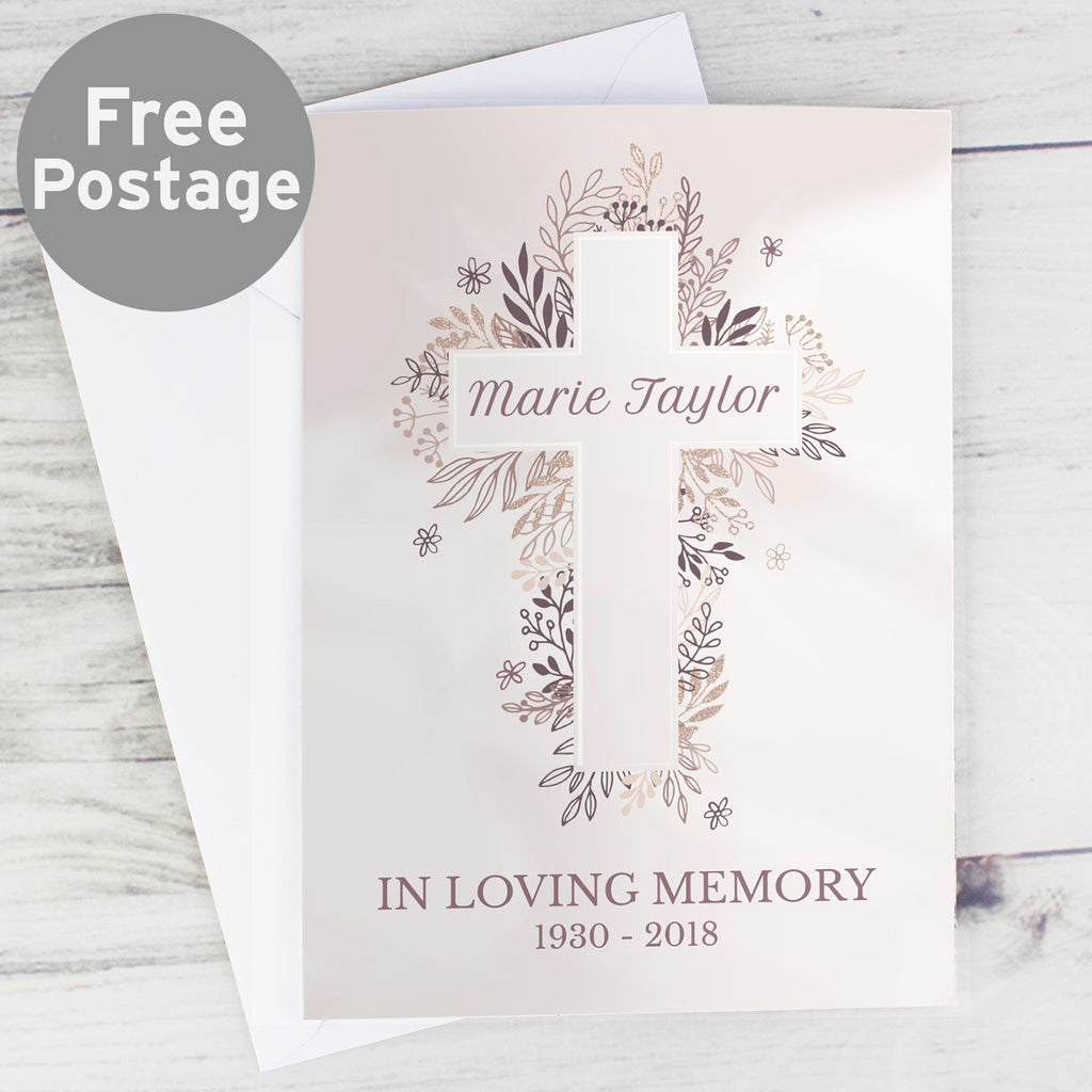 Personalised Floral Cross Card - Buy Greetings Cards at GiftMasters.co.uk