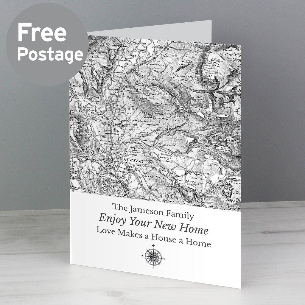 Personalised 1805 - 1874 Old Series Map Compass Card - Buy Greetings Cards at GiftMasters.co.uk