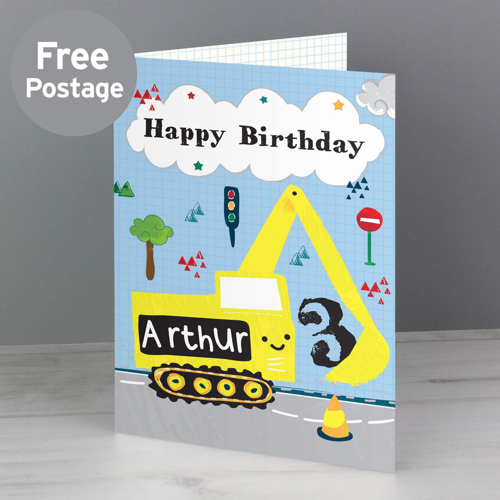 Personalised Digger Birthday Card - Buy Greetings Cards at GiftMasters.co.uk