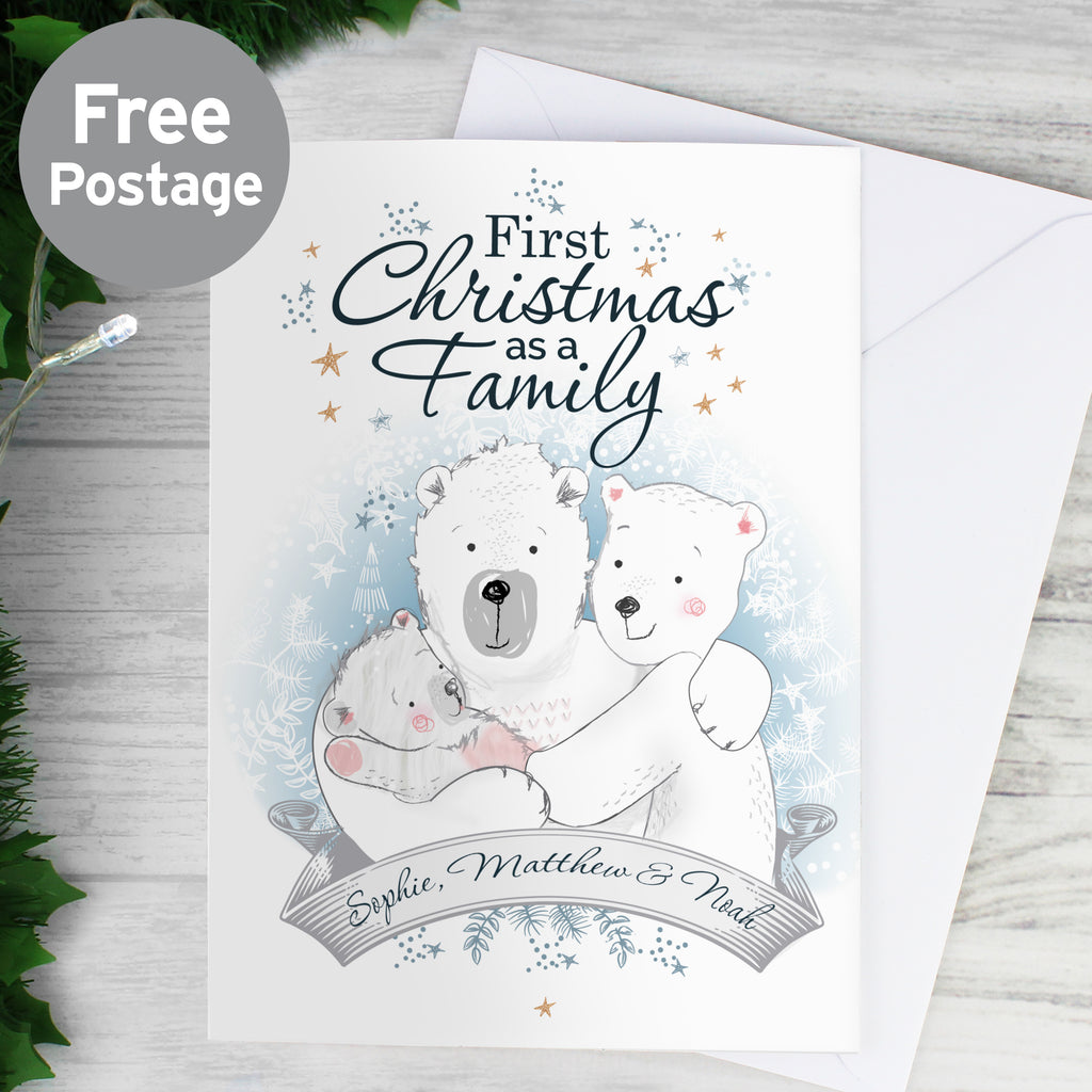 Personalised Polar Bear '1st Christmas As A Family' Card - Buy Greetings Cards at GiftMasters.co.uk