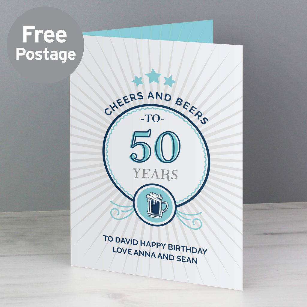 Personalised Cheers and Beers Birthday Card - Buy Greetings Cards at GiftMasters.co.uk