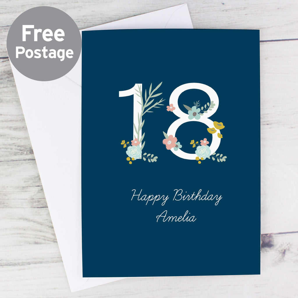 Personalised Floral Age Birthday Card - Buy Greetings Cards at GiftMasters.co.uk