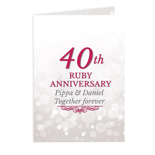 Personalised 40th Ruby Anniversary Card
