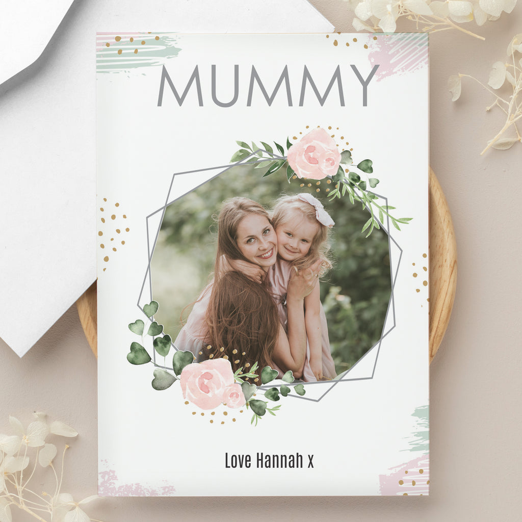 Personalised Floral Abstract Photo Upload Card - Buy Greetings Cards at GiftMasters.co.uk