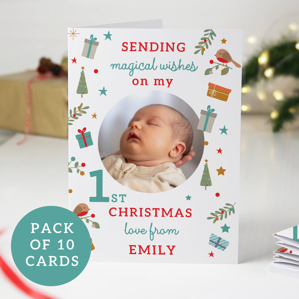 Personalised My 1st Christmas Photo Upload Pack of 10 Cards - Buy Greetings Cards at GiftMasters.co.uk