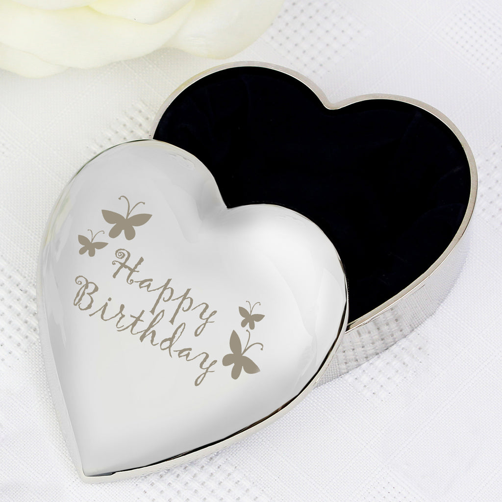 Happy Birthday Butterfly Heart Trinket Box - Buy Trinket, Jewellery & Keepsake Boxes at GiftMasters.co.uk