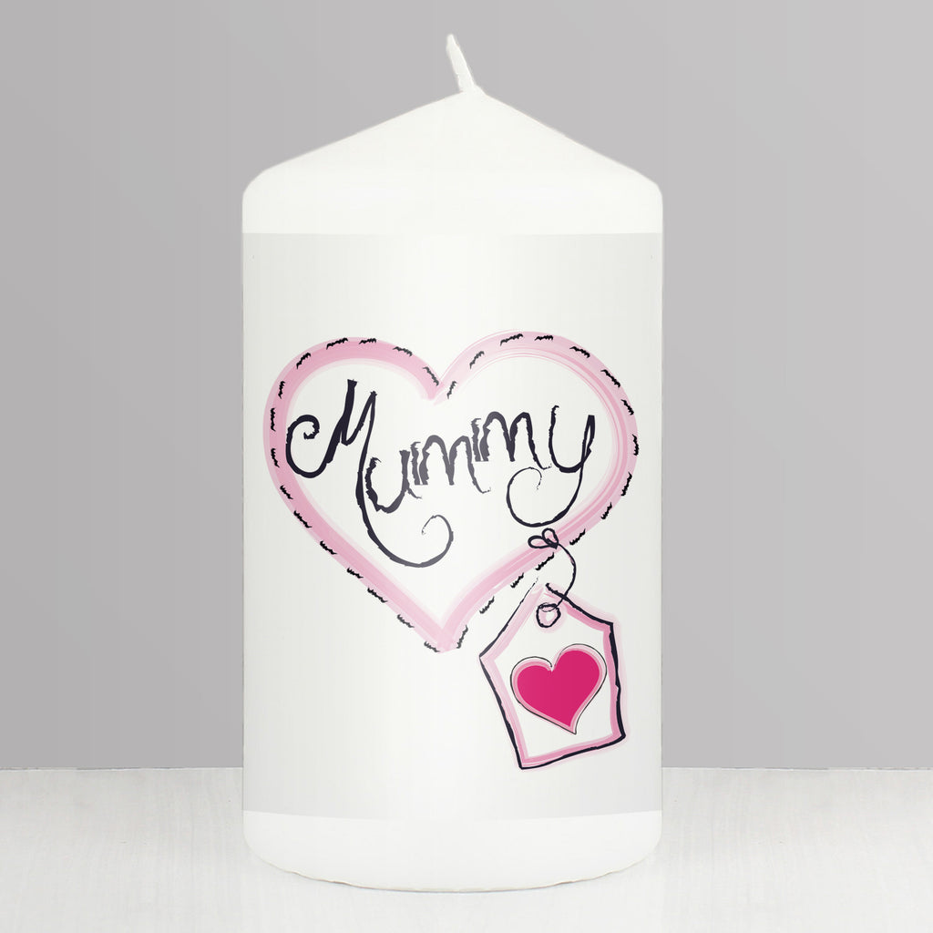 Mummy Heart Stitch Pillar Candle - Buy Candles & Reed Diffusers at GiftMasters.co.uk