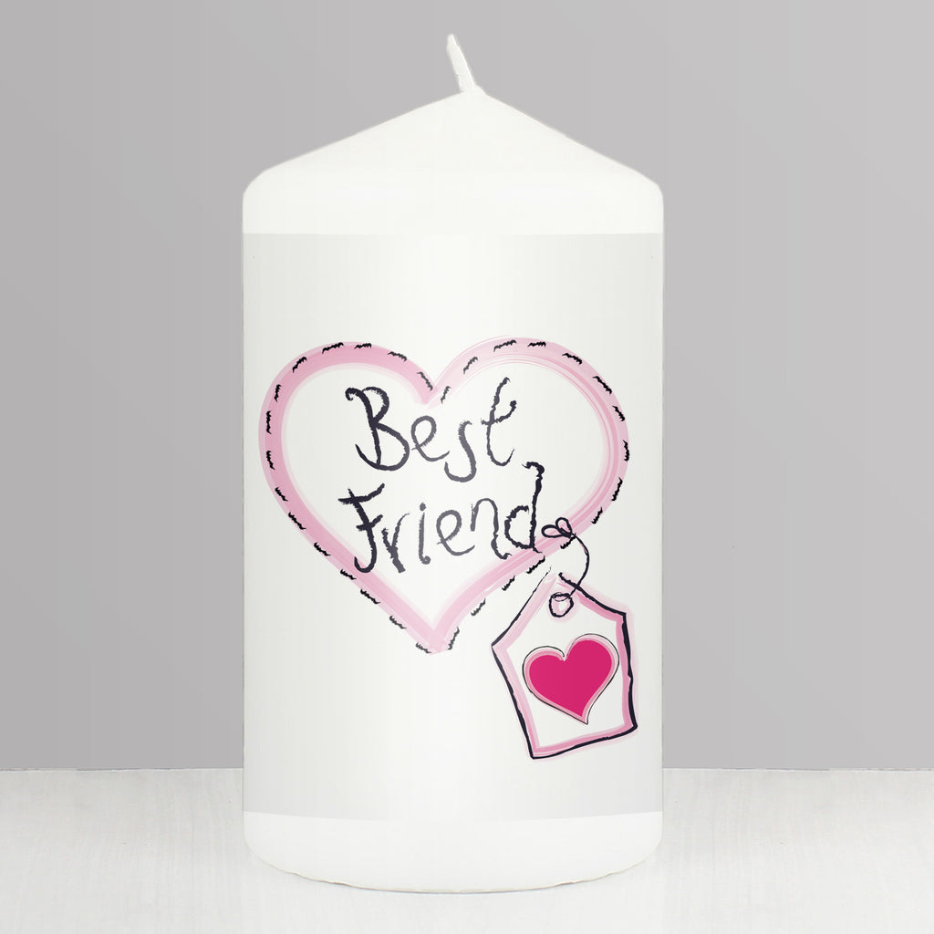 Best Friend Heart Stitch Pillar Candle - Buy Candles & Reed Diffusers at GiftMasters.co.uk