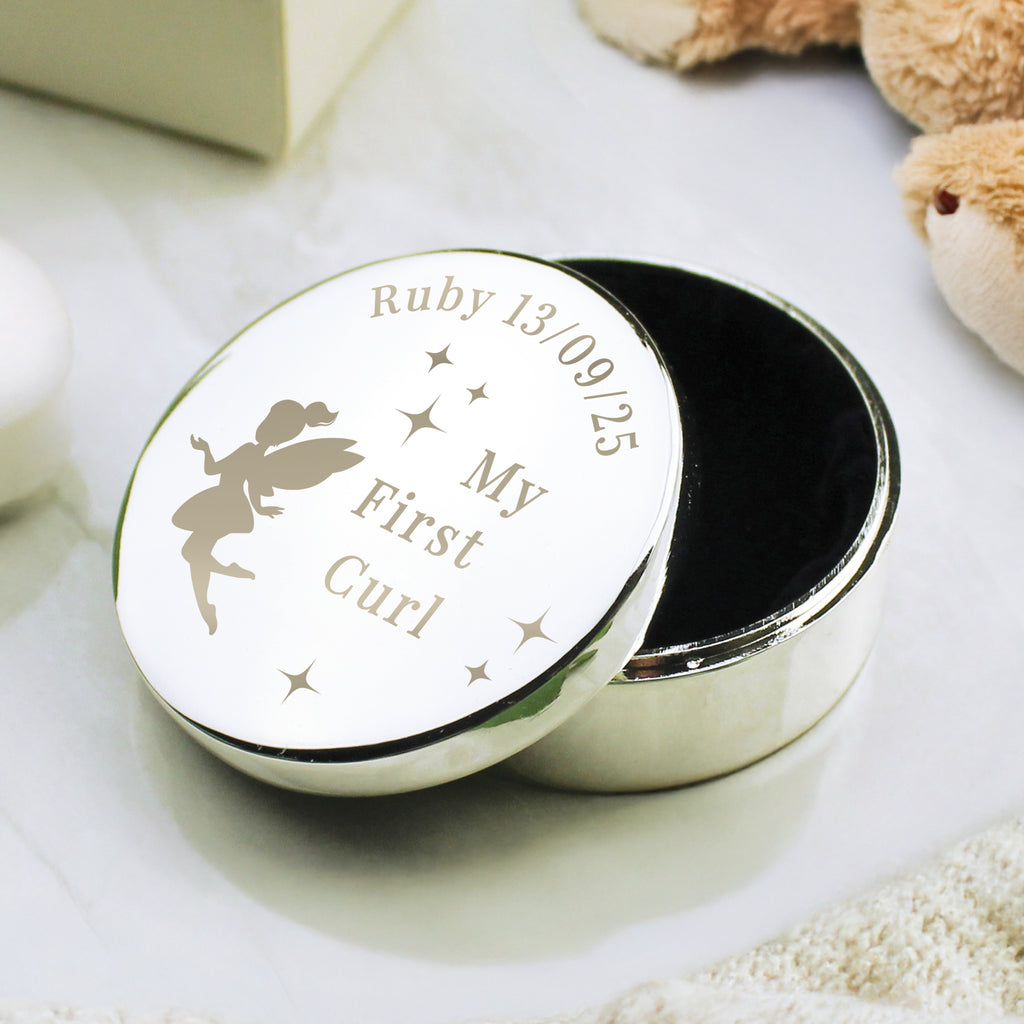 Personalised Fairy Princess First Curl Trinket Box - Buy Trinket, Jewellery & Keepsake Boxes at GiftMasters.co.uk
