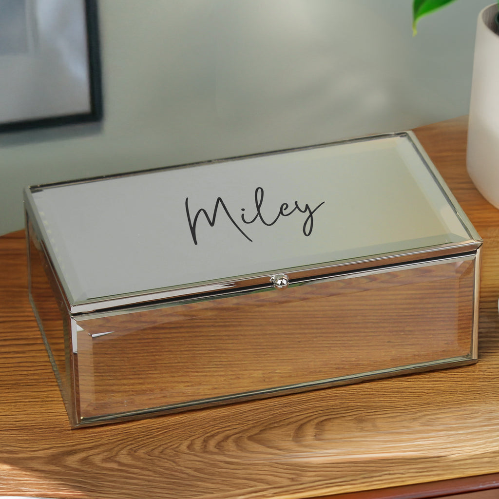 Personalised Mirrored Jewellery Box - Buy Trinket, Jewellery & Keepsake Boxes at GiftMasters.co.uk