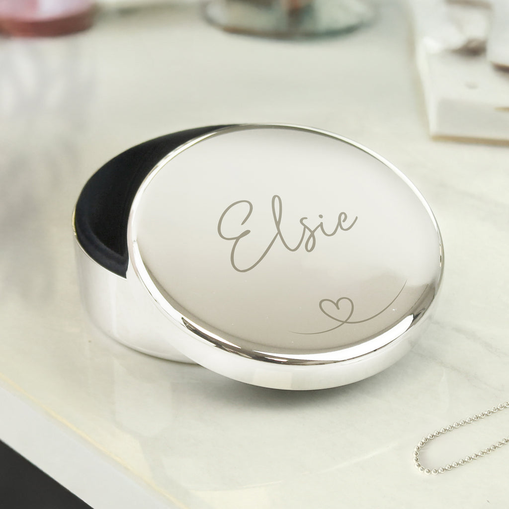 Personalised Heart Round Trinket Box - Buy Trinket, Jewellery & Keepsake Boxes at GiftMasters.co.uk