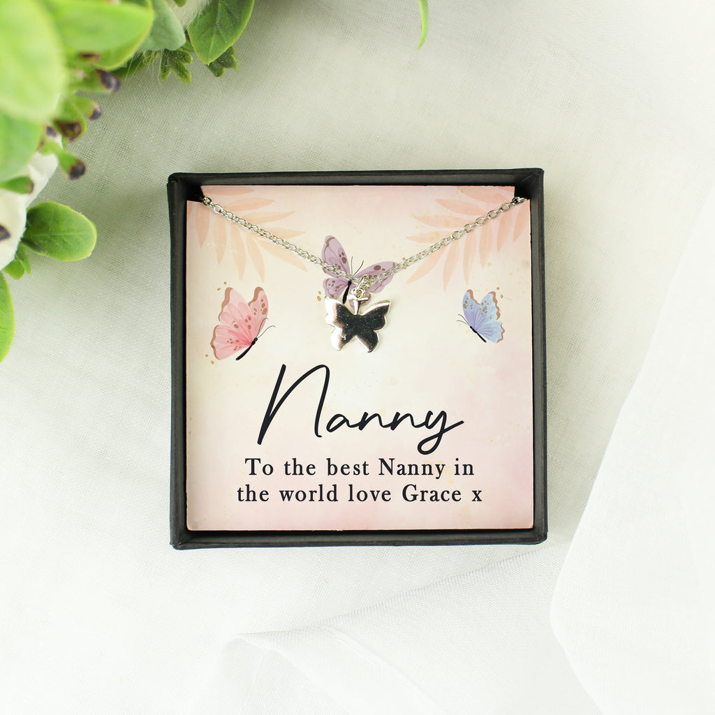 Personalised Sentiment Card & Butterfly Necklace - Buy Trinket, Jewellery & Keepsake Boxes at GiftMasters.co.uk
