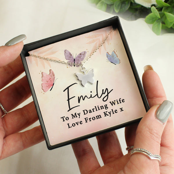 Personalised Sentiment Card & Butterfly Necklace