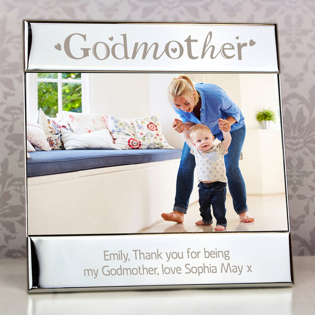 Personalised Silver Godmother 6x4 Photo Frame - Buy Photo Frames, Albums and Guestbooks at GiftMasters.co.uk