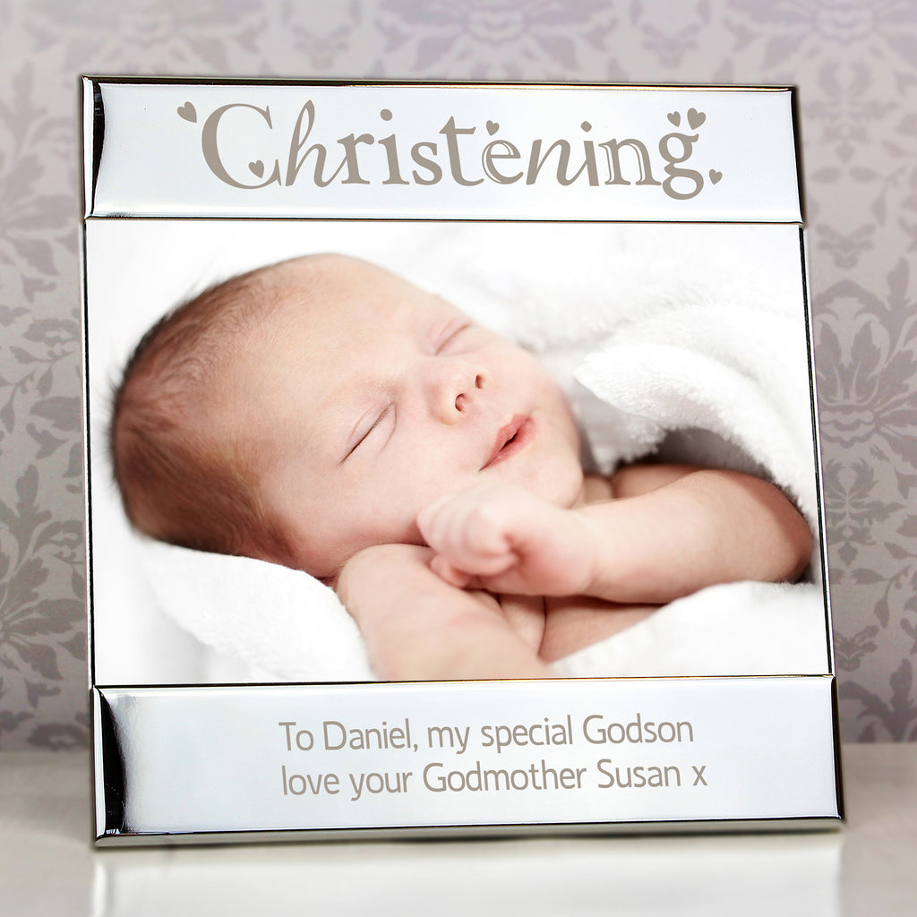 Personalised Silver Christening 6x4 Photo Frame - Buy Photo Frames, Albums and Guestbooks at GiftMasters.co.uk