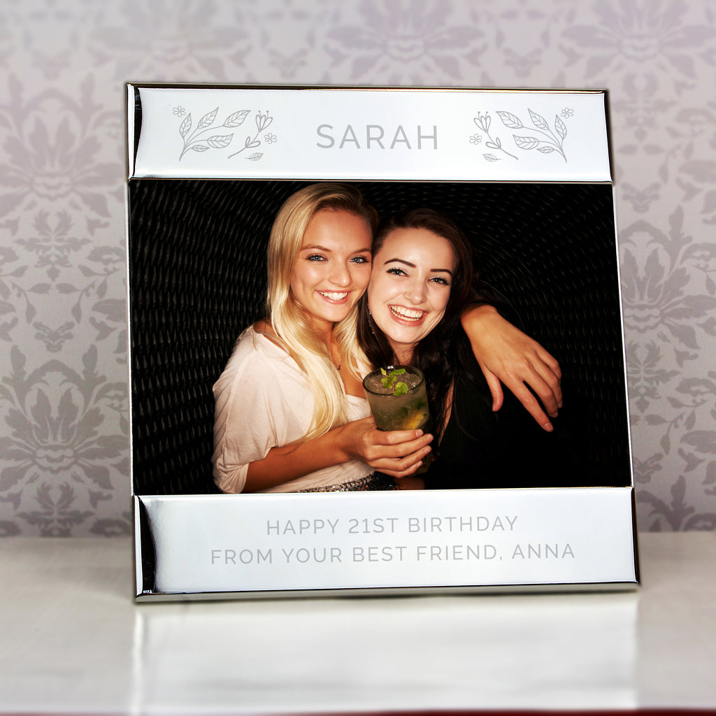 Personalised Silver Floral 6x4 Photo Frame - Buy Photo Frames, Albums and Guestbooks at GiftMasters.co.uk