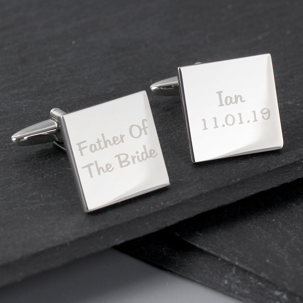 Personalised Wedding Role Square Cufflinks - 2 line - Buy Jewellery at GiftMasters.co.uk