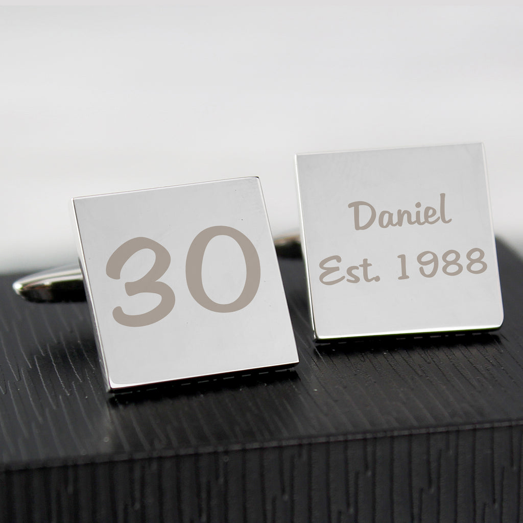 Personalised Birthday Big Age Cufflinks - Buy Jewellery at GiftMasters.co.uk