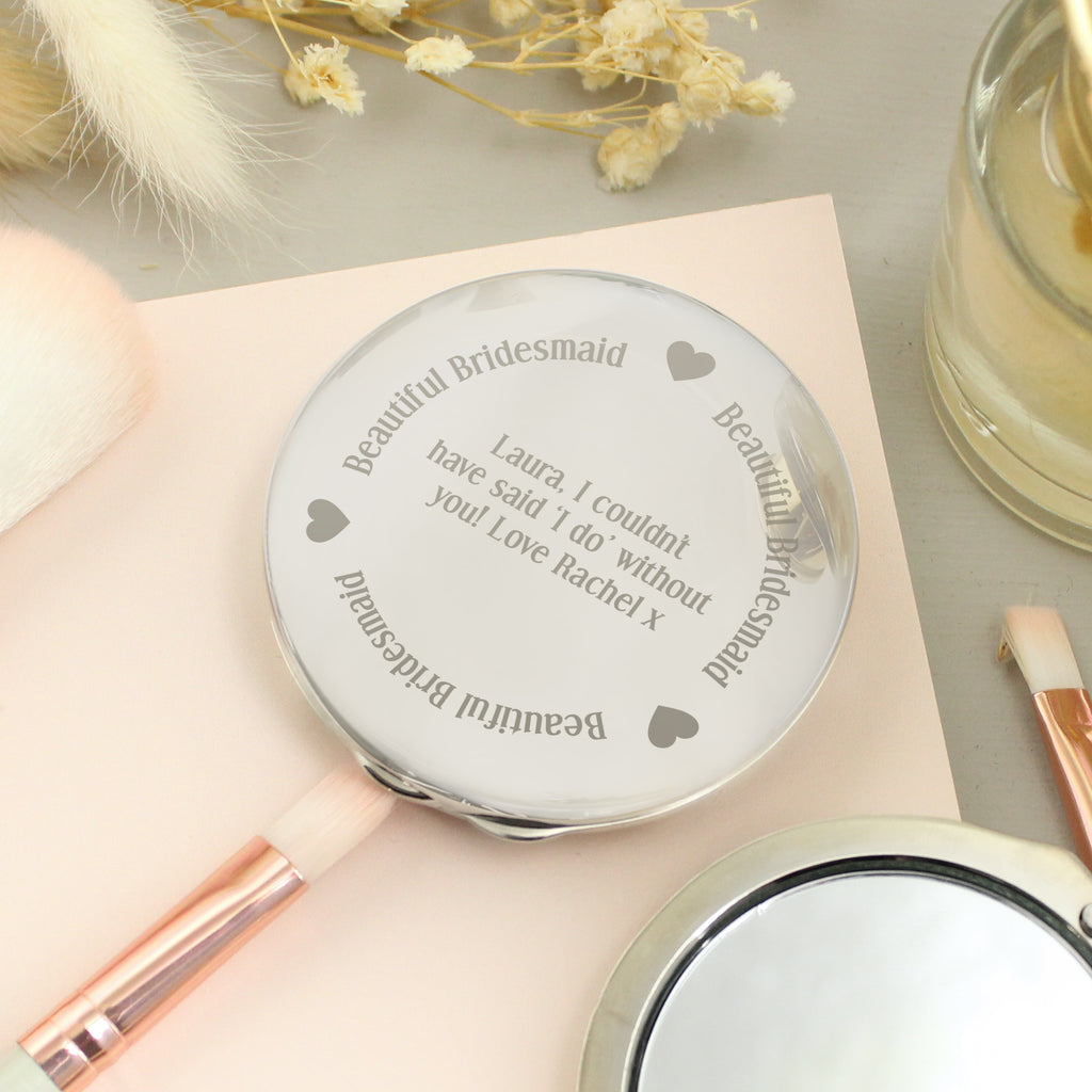 Personalised Beautiful Bridesmaid Compact Mirror - Buy Keepsakes at GiftMasters.co.uk