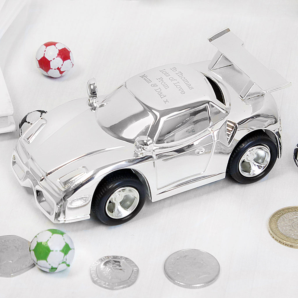 Personalised Racing Car Money Box - Buy Money Boxes at GiftMasters.co.uk
