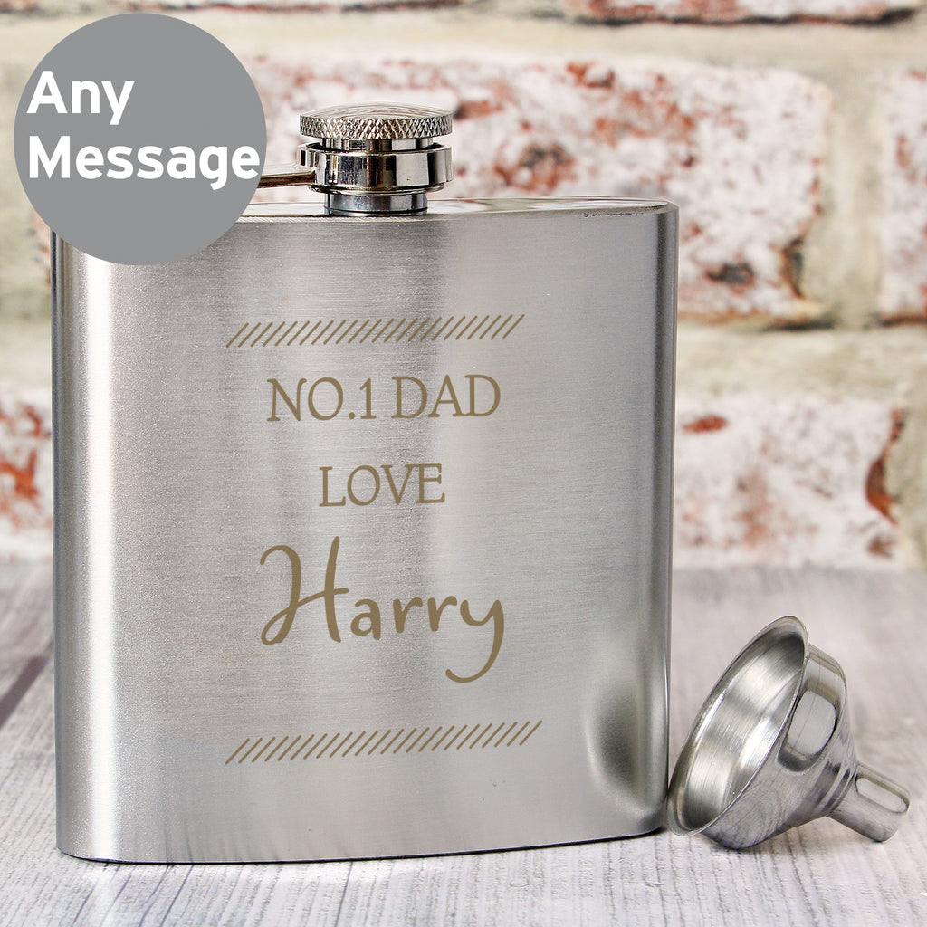 Personalised Classic Stainless Steel Hip Flask - Buy Glasses & Barware at GiftMasters.co.uk