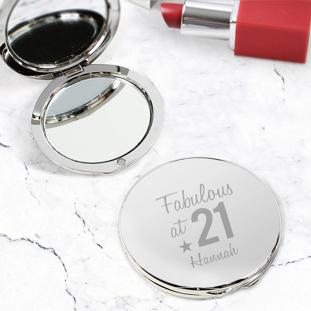 Personalised Fabulous Birthday Big Age Compact Mirror - Buy Keepsakes at GiftMasters.co.uk