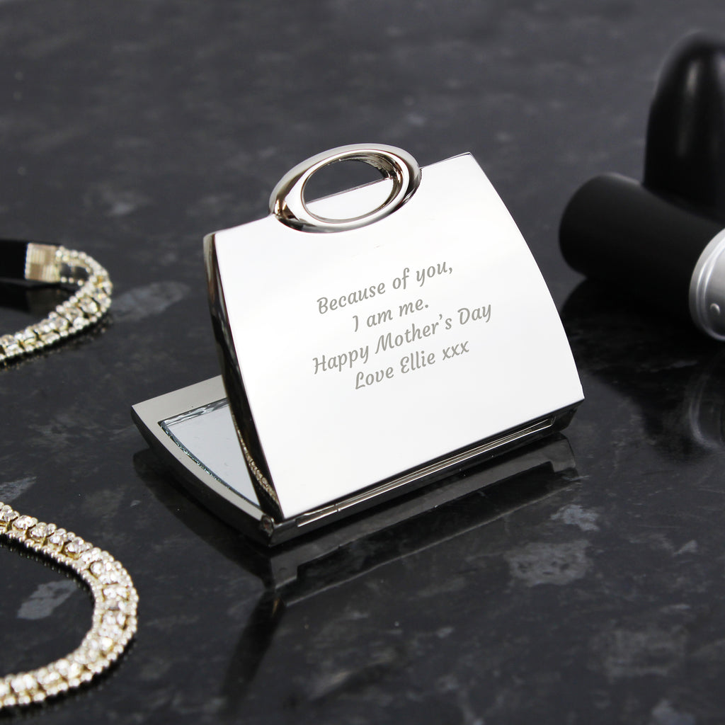 Personalised Any Message Handbag Compact Mirror - Buy Keepsakes at GiftMasters.co.uk
