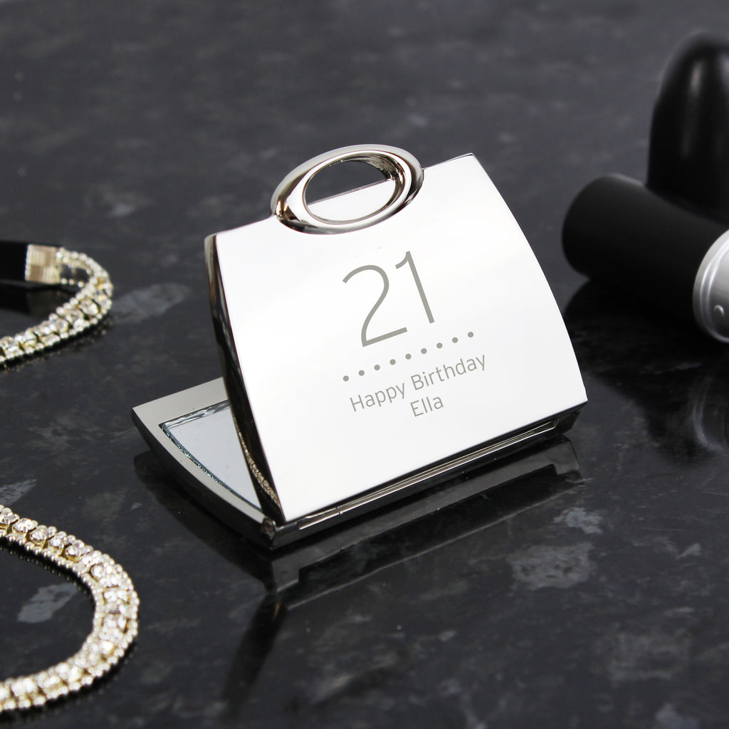 Personalised Birthday Big Age Handbag Compact Mirror - Buy Keepsakes at GiftMasters.co.uk