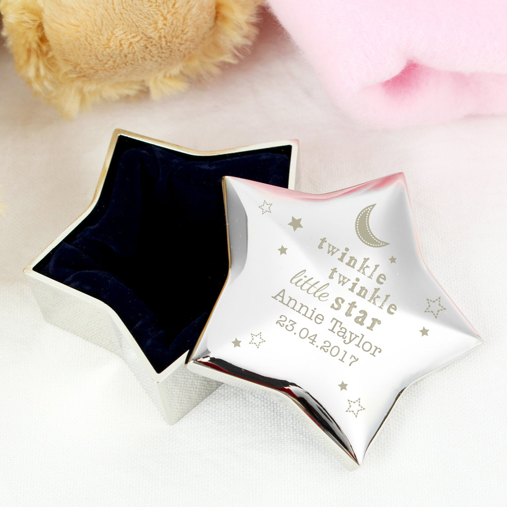 Personalised Twinkle Twinkle Star Trinket Box - Buy Trinket, Jewellery & Keepsake Boxes at GiftMasters.co.uk