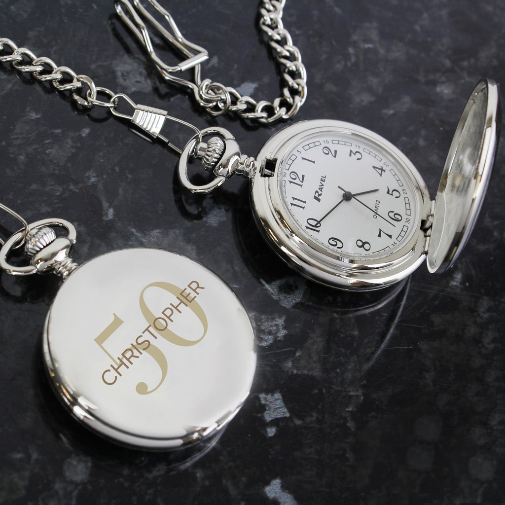 Personalised Birthday Big Age Pocket Fob Watch - Buy Clocks & Watches at GiftMasters.co.uk