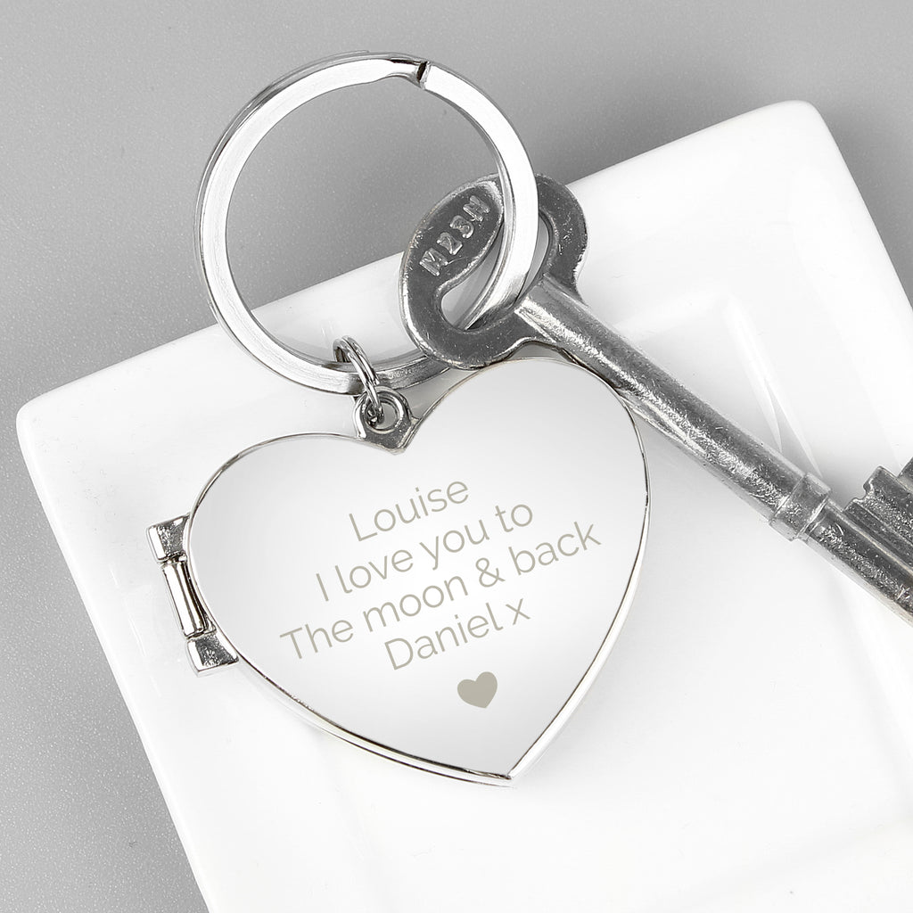 Personalised Heart Photoframe Keyring - Buy Keepsakes at GiftMasters.co.uk