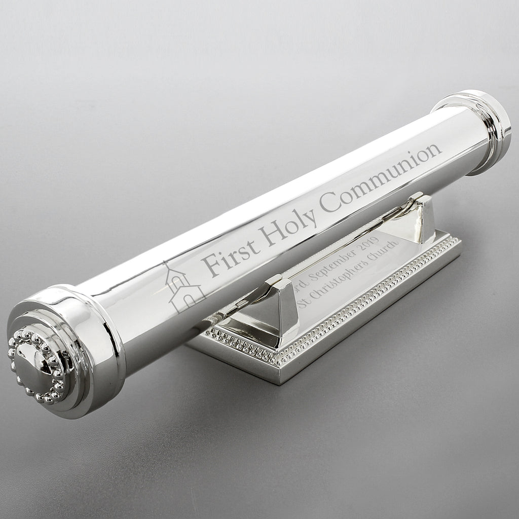 Personalised First Holy Communion Silver Plated Certificate Holder - Buy Keepsakes at GiftMasters.co.uk