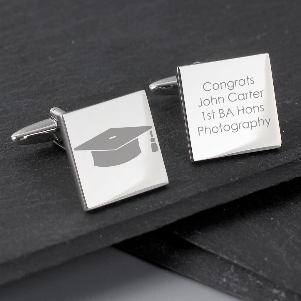 Personalised Graduation Square Cufflinks - Buy Jewellery at GiftMasters.co.uk