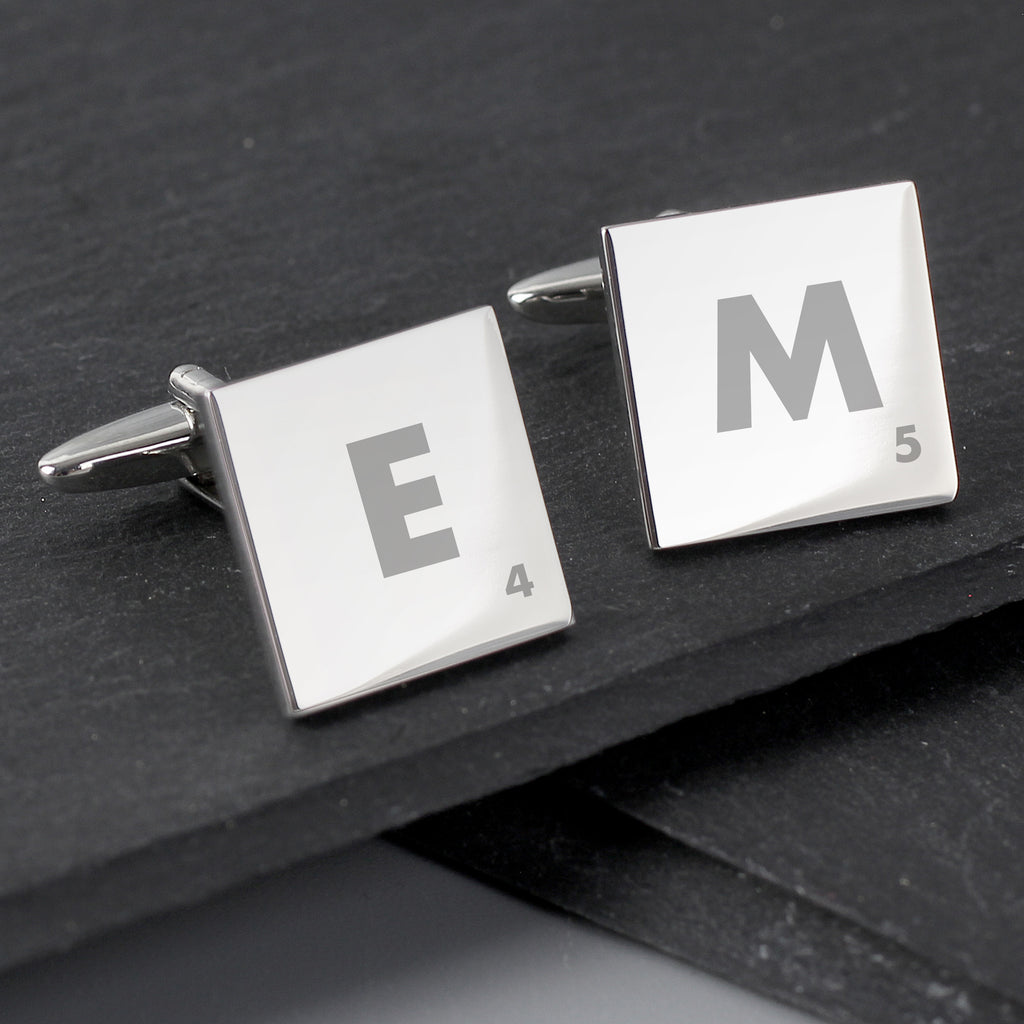 Personalised Initials and Age Square Cufflinks - Buy Jewellery at GiftMasters.co.uk