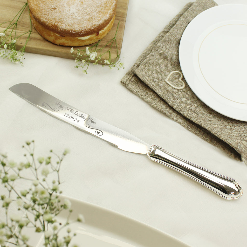 Personalised Heart & Swirl Cake Knife - Buy Kitchen, Baking & Dining Gifts at GiftMasters.co.uk