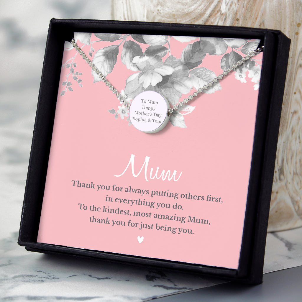 Personalised Mum Sentiment Silver Tone Necklace and Box - Buy Jewellery at GiftMasters.co.uk
