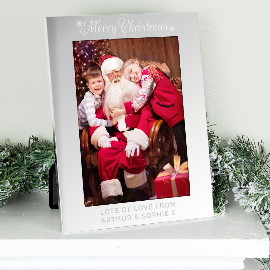 Personalised Silver 5x7 Merry Christmas Photo Frame - Buy Photo Frames, Albums and Guestbooks at GiftMasters.co.uk